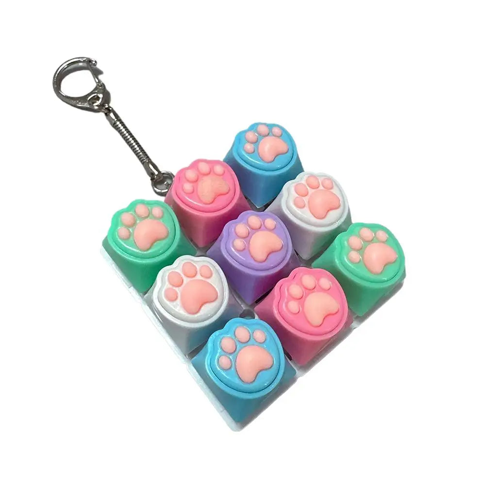 9-Key Mechanical Keyboard Fidget Clicker Keychain Toy Fidget Clicker Toy QXL Colorful white