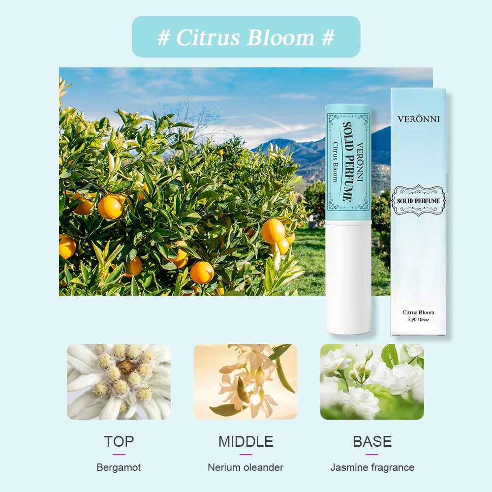Solid Perfume Stick – Citrus Rose Woody Fragrance Balm Solid Perfume Balm QXL Citrus Bloom