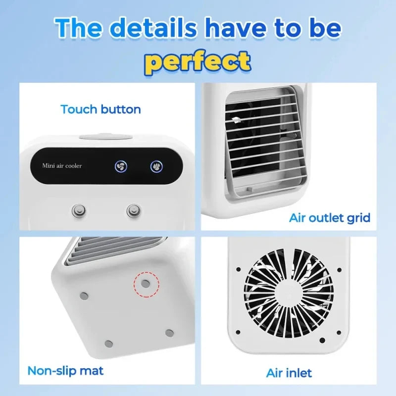 Mini 3-in-1 Portable Evaporative Air Cooler Fan & Humidifier Portable Evaporative Cooler QXL