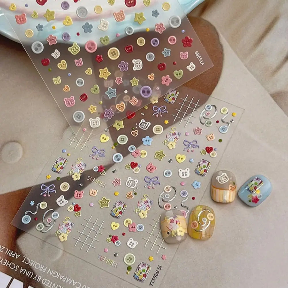 Kawaii 3D Nail Art Stickers | Cute Cartoon Self-Adhesive Decals Nail Art Stickers QXL