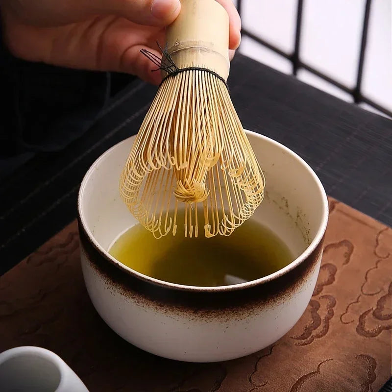 6-Pc Japanese Matcha Tea Ceremony Set | Bamboo & Ceramic Matcha Tea Set QXL