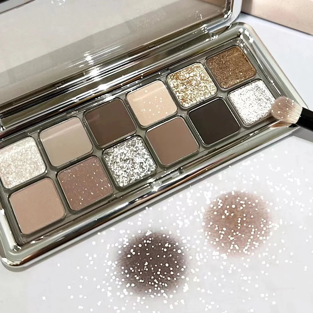 12-Color Nude & Gray Eyeshadow Palette | Matte & Shimmer Eyeshadow Palette QXL