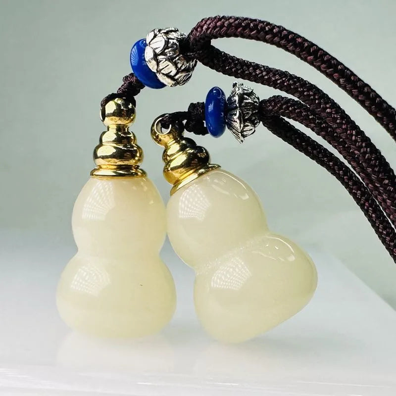 Jade Gourd Pendant Necklace | Refillable Essential Oil Vial Essential Oil Necklace QXL