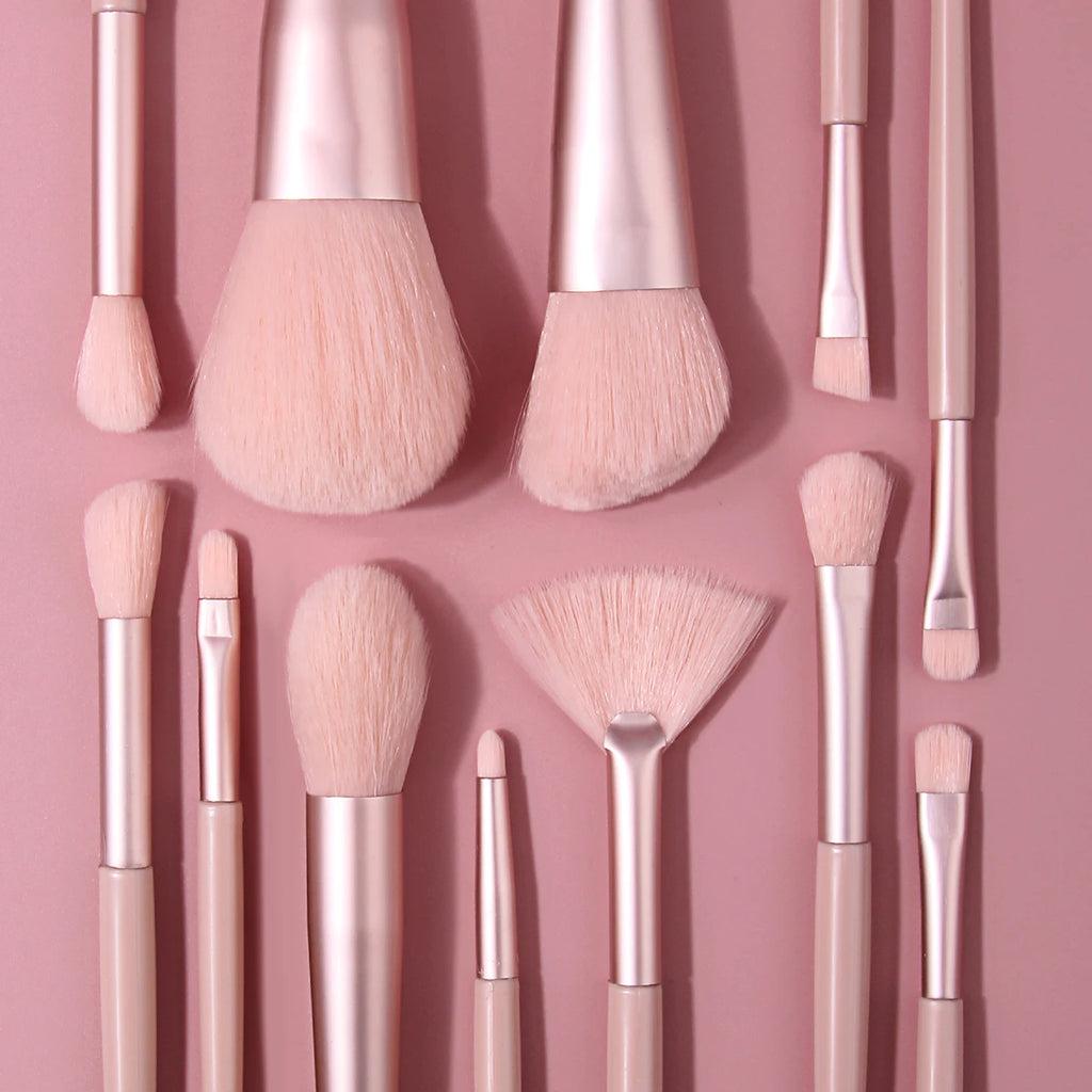 16-Pc Pink Makeup Brush Set | Diamond Bag & Bunny Keychain Makeup Brush Set QXL