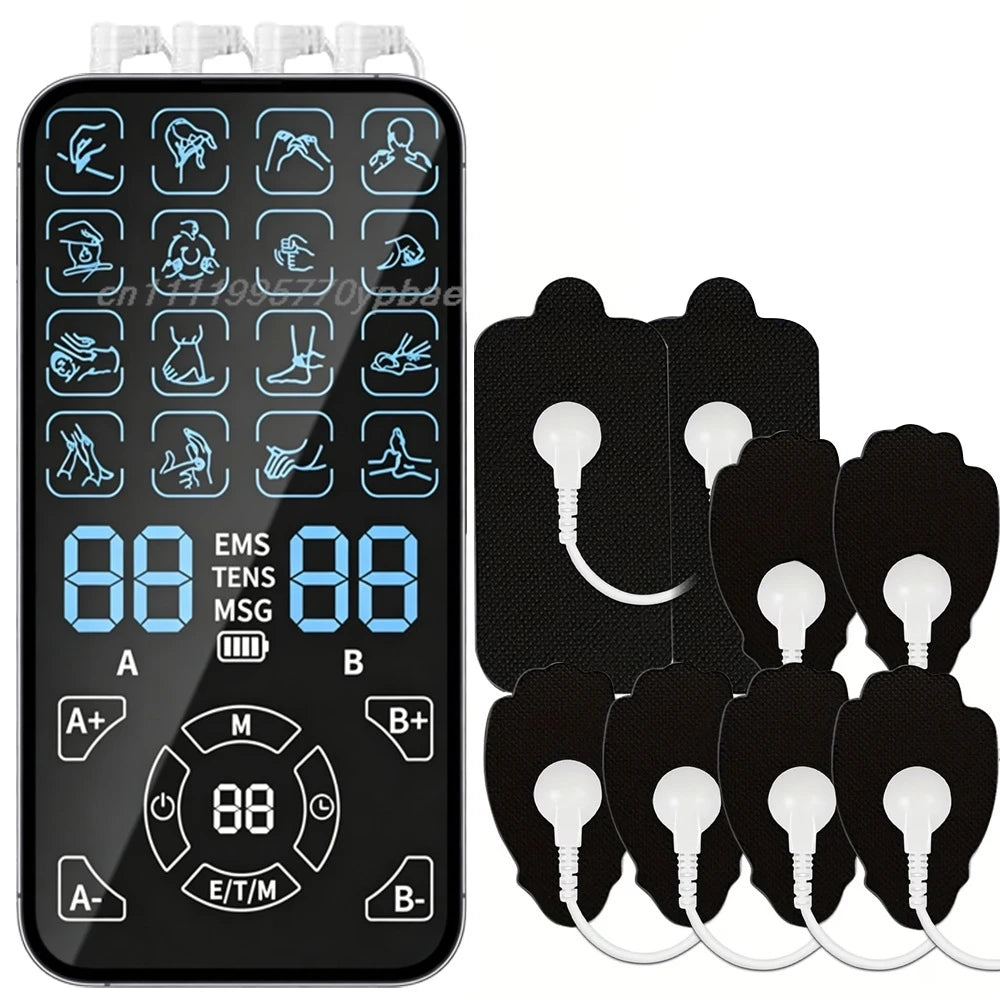 4-Channel TENS & EMS Unit | 16 Modes Full-Body Massager TENS EMS Stimulator QXL
