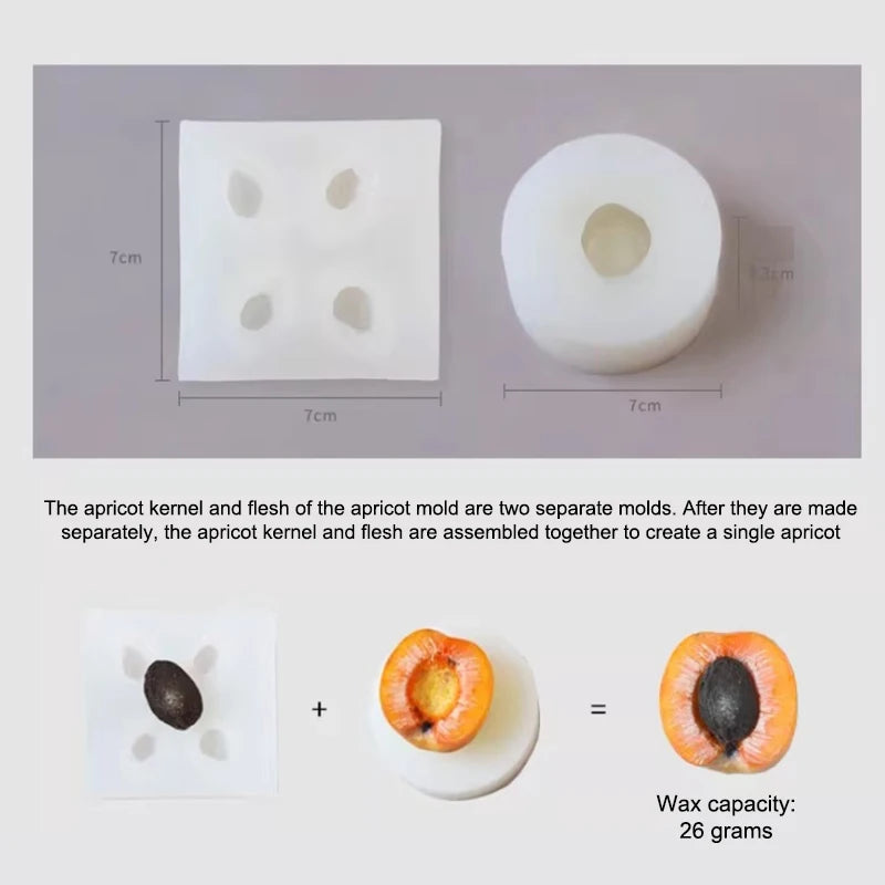 3D Apricot Silicone Mold for Candles, Soap, Resin & Clay Silicone Craft Mold QXL
