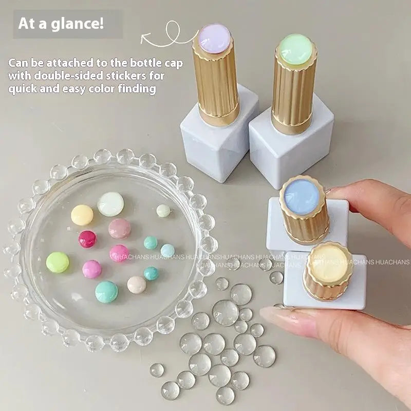 50-Pc Glass Nail Gel Polish Color Display Cards | 3D Bead Chart Nail Color Display Card QXL