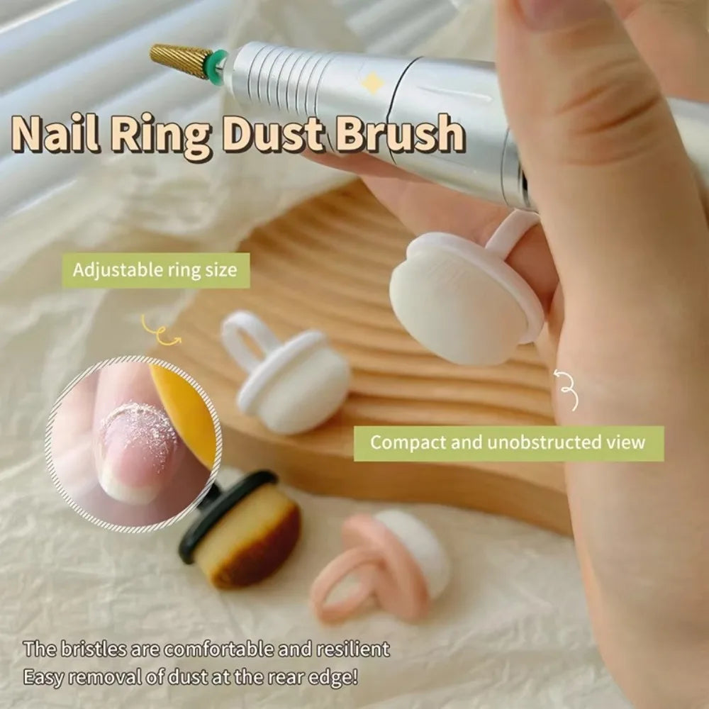 Ring Nail Dust Brush | Finger Buckle Gel Cleaning Tool Nail Dust Brush QXL