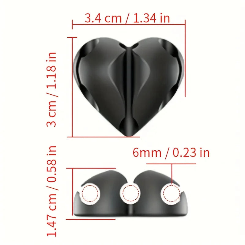 4-Pack Heart-Shaped Cable Organizer | Self-Adhesive Wire Holder Cable Organizer QXL