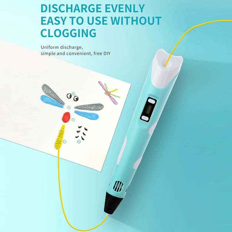 3D Printing Pen with LCD Screen | PLA Filament Kids DIY Toy 3D Printing Pen QXL
