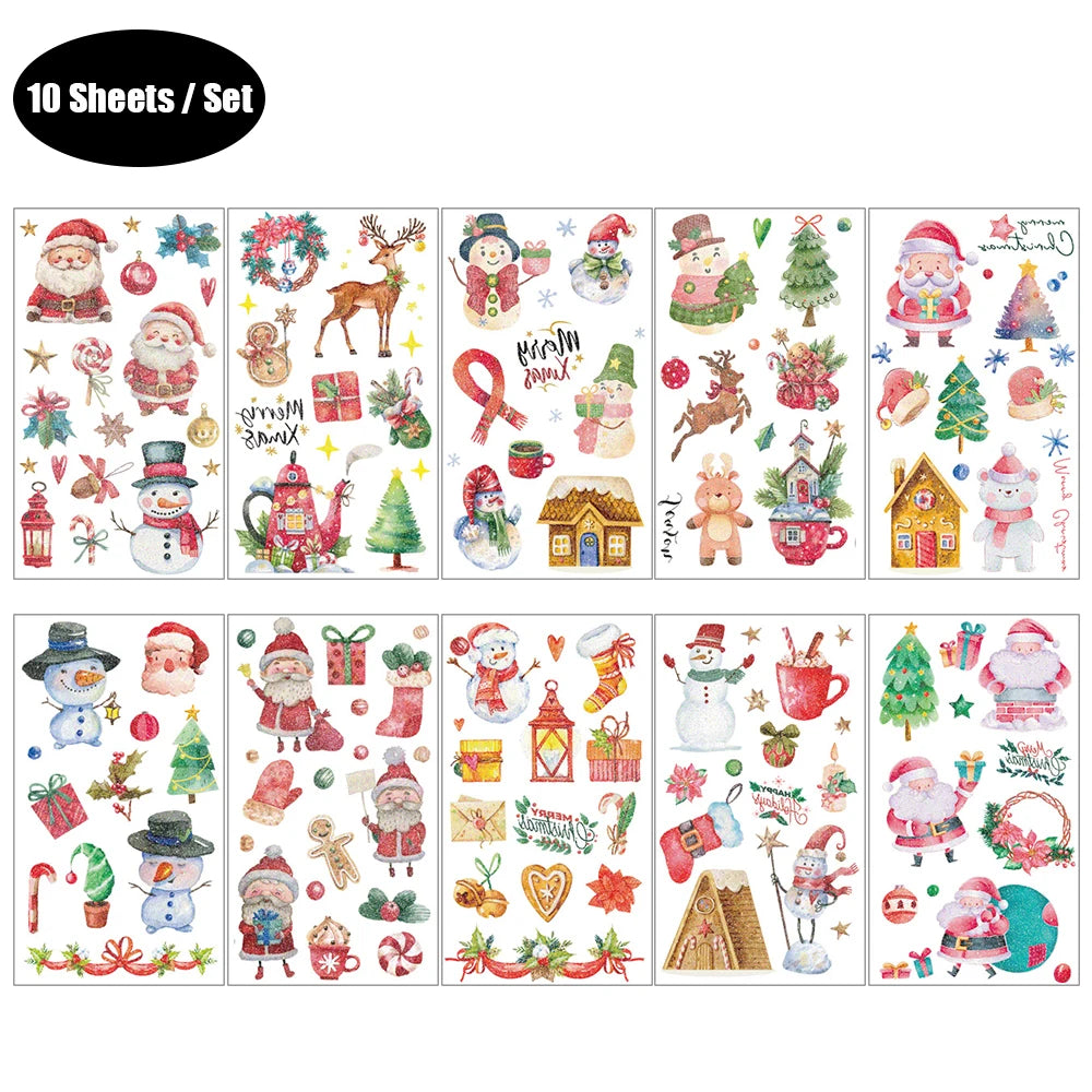 Christmas Temporary Tattoos | Santa Snowman Body Art Stickers Temporary Tattoo Stickers QXL A wtih Fine Flash