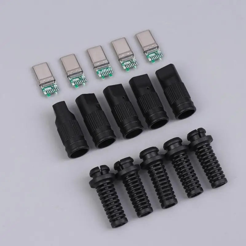 USB-C 24-Pin Male Solder Connector | 3A Fast Charging DIY USB-C Solder Connector QXL black 5pcs