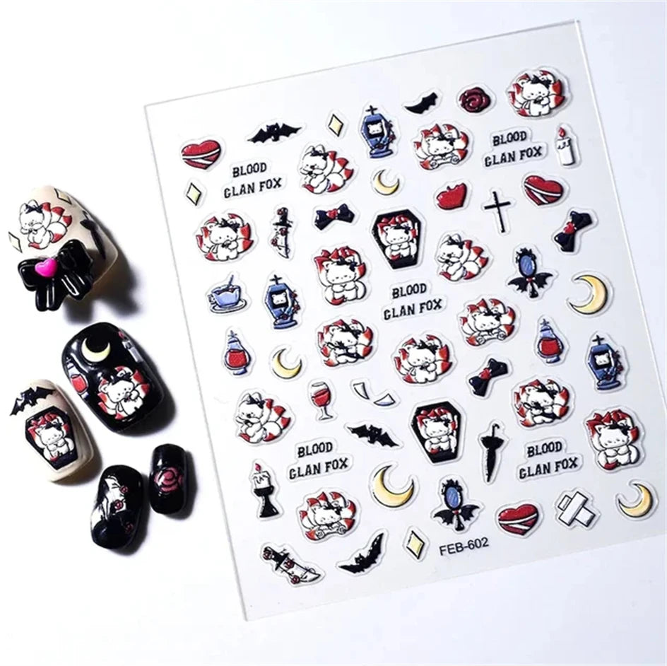 5D Bronzing Punk Nail Stickers | Gothic Star Moon Heart Decals