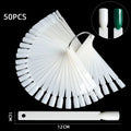50-Pack Fan-Shaped Nail Swatch Display Sticks with Rings Nail Display Sticks QXL white-style1
