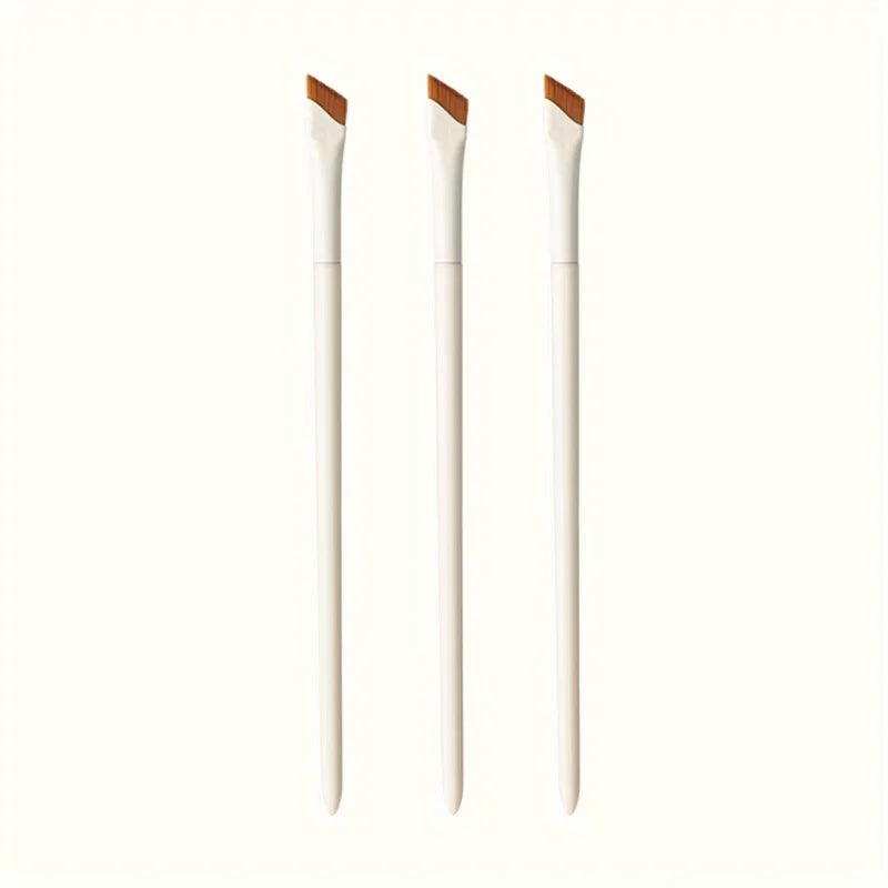 3-Pc Angled Eyeliner & Eyebrow Brush Set | Nylon, All Skin Types Eye Makeup Brush Set QXL 3pcs