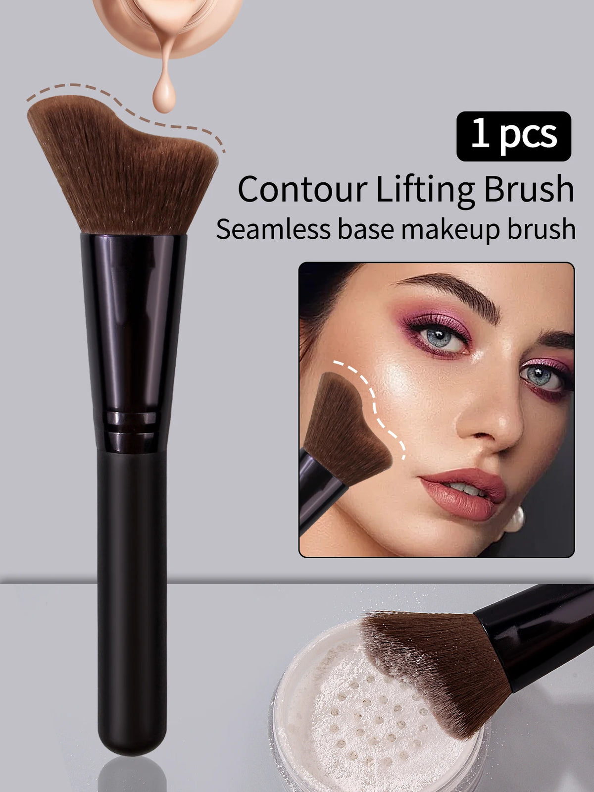 Contouring & Shadow Makeup Brush | Wood Handle Nylon Contouring Makeup Brush QXL