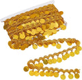 10 Yards Gold Sequin Tassel Fringe Trim | Metallic Coin Ribbon Sequin Fringe Trim QXL AECH04-16965