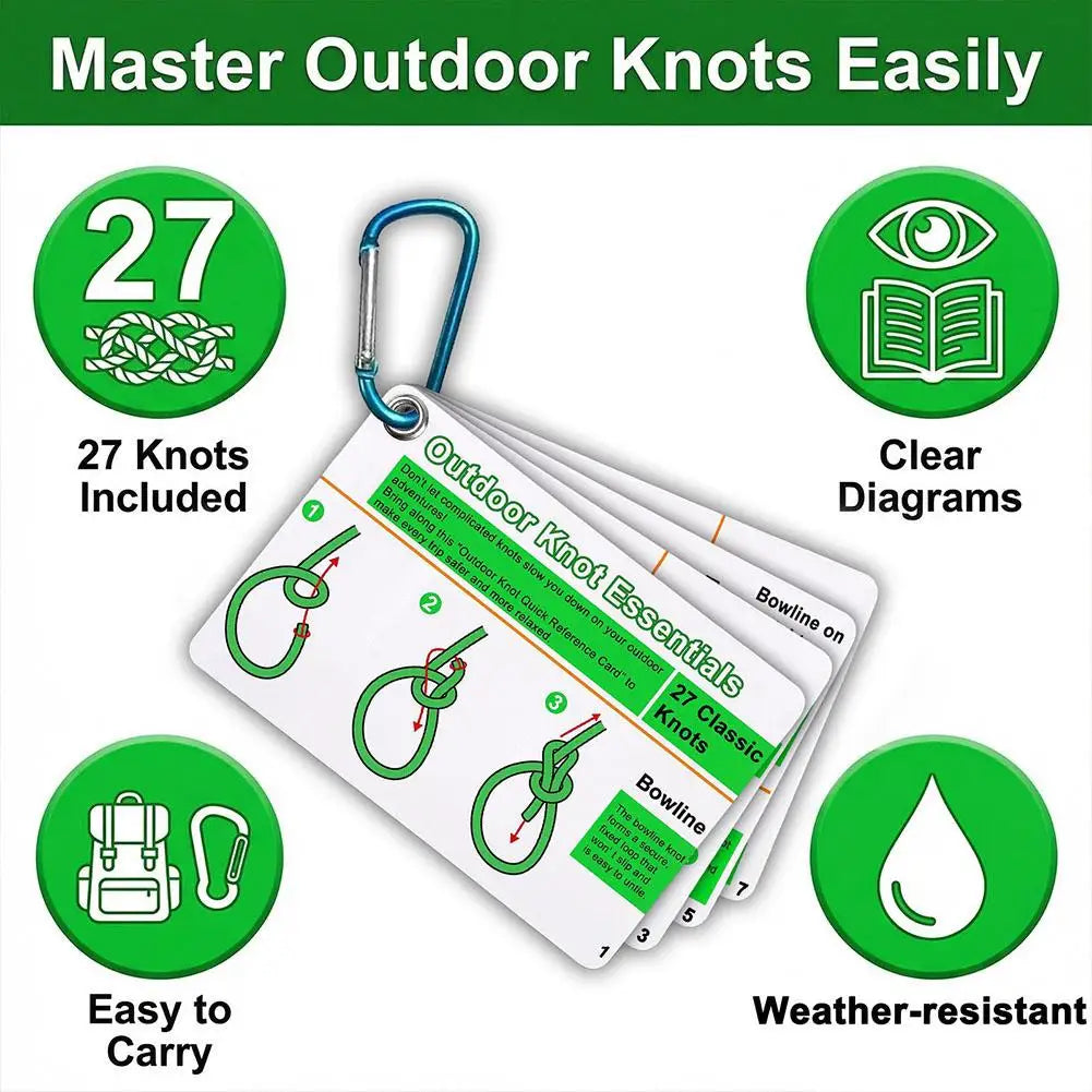 Waterproof Knot Tying Reference Cards – 19 Camping Knots Knot Reference Cards QXL