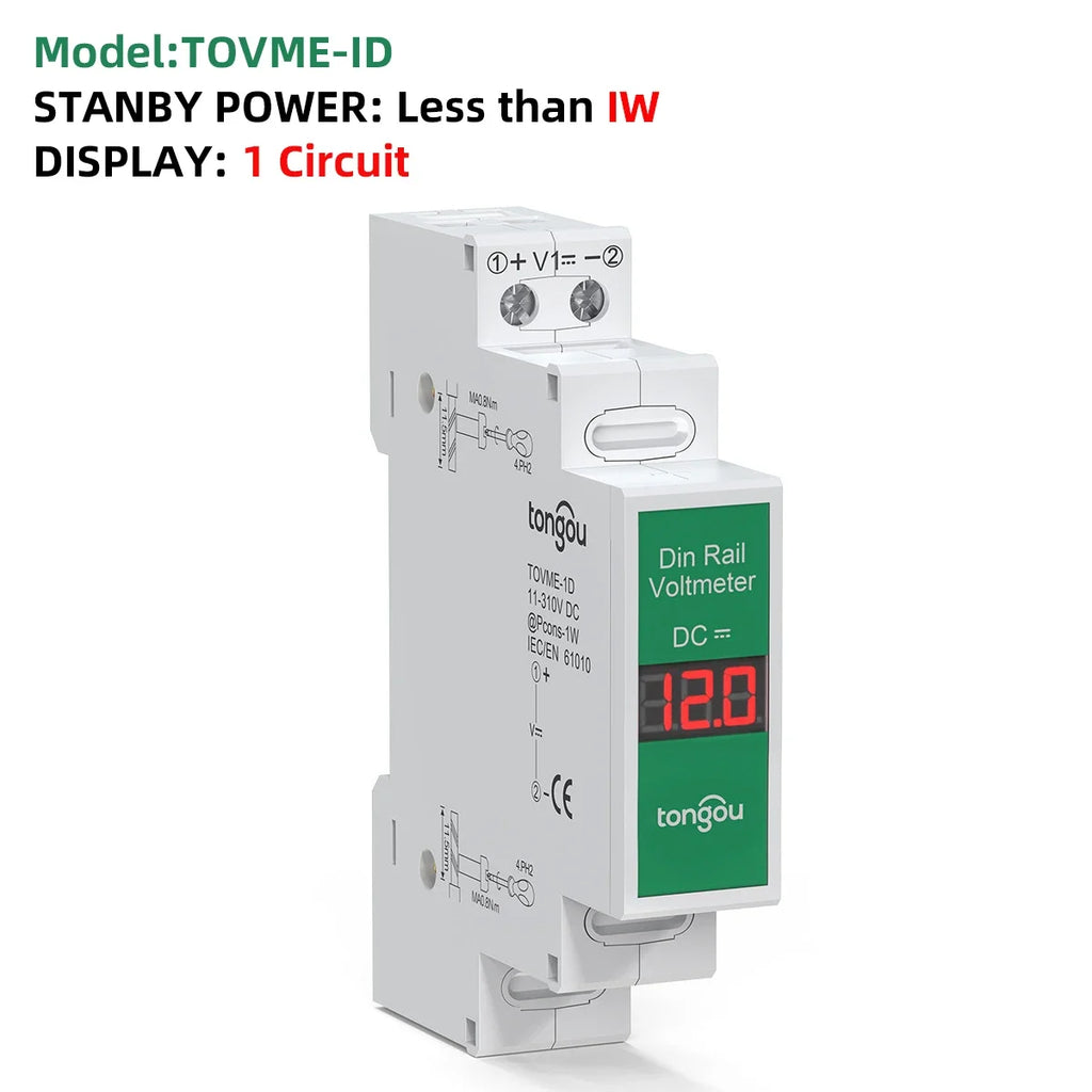 DIN Rail DC Voltmeter 11V–310V | LED Digital Voltage Meter Digital Voltmeter QXL Single Display