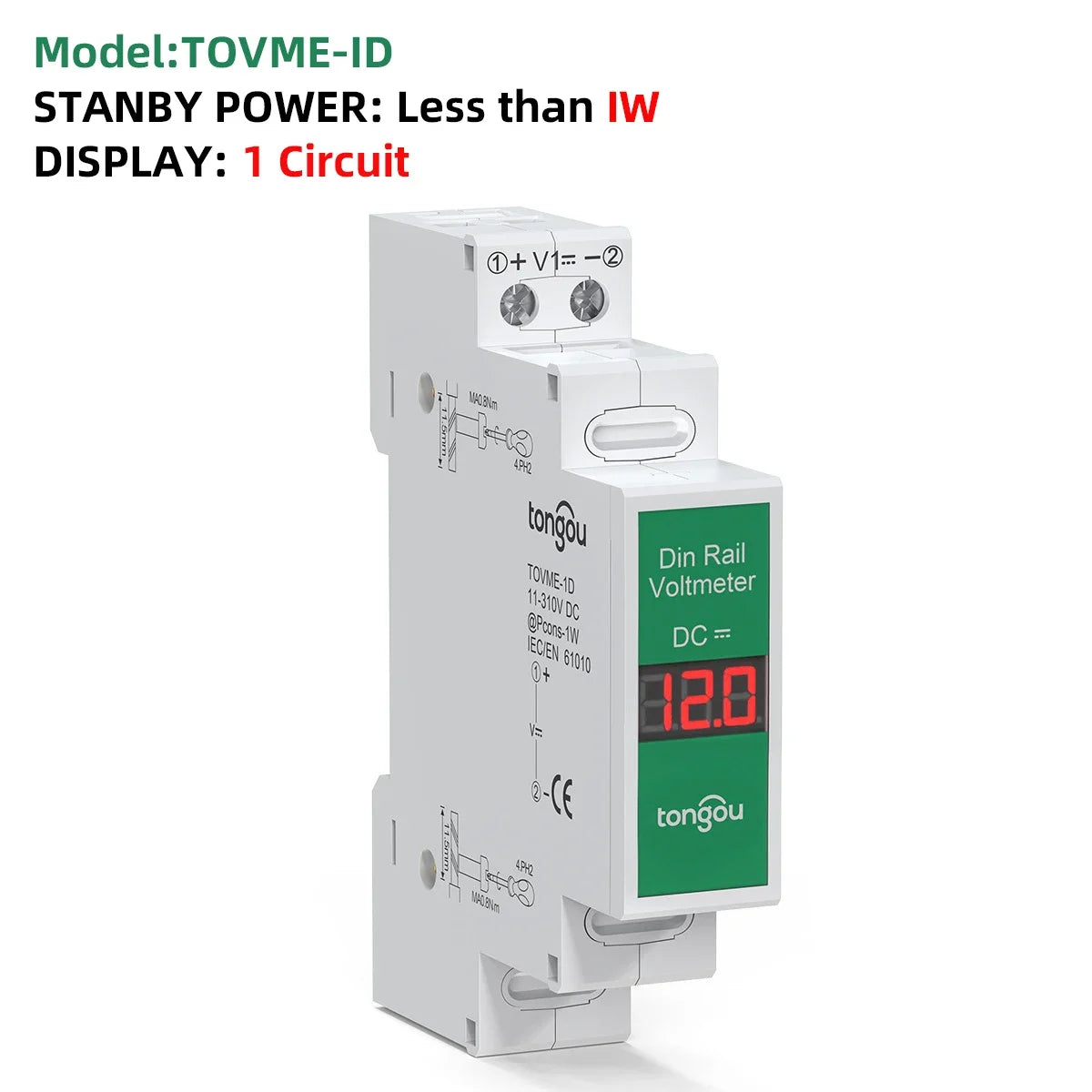 DIN Rail DC Voltmeter 11V–310V | LED Digital Voltage Meter Digital Voltmeter QXL Single Display