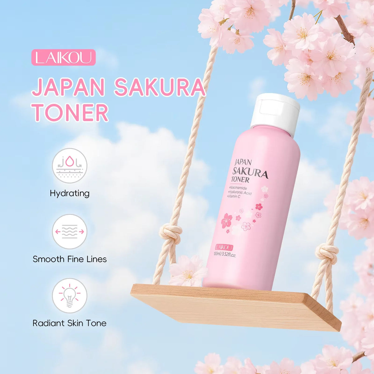 Laikou Sakura Hydrating Toner 100ml – Brightening & Oil Control Facial Toner QXL