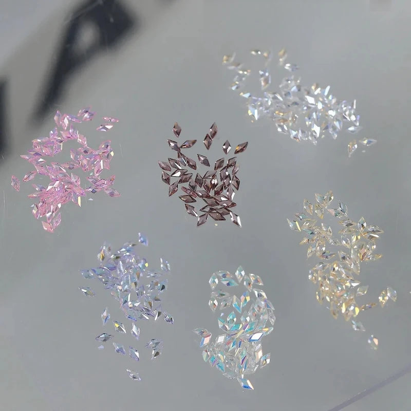 5A Aurora Zircon Nail Rhinestones | 50pc Mixed Shapes Charms Nail Art Rhinestones QXL