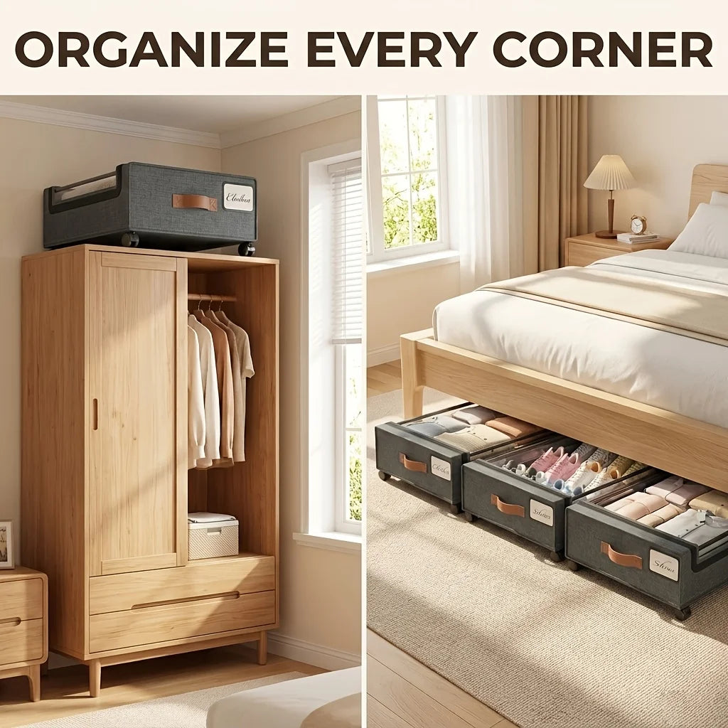 Under-Bed Storage Rack with Wheels | Dustproof Large Capacity Under-Bed Storage Rack QXL
