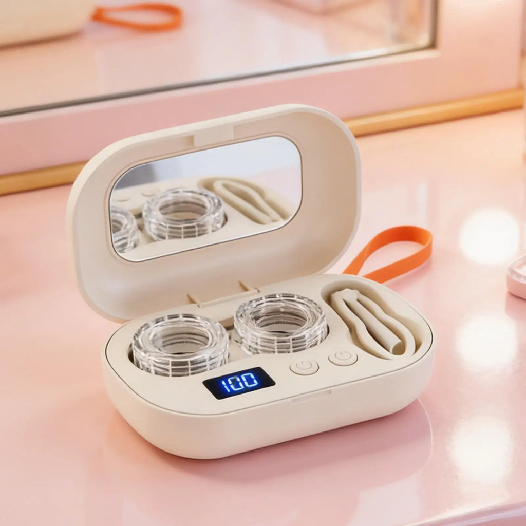 Ultrasonic Contact Lens Cleaner Case | USB-C, 3-Min Clean Lens Cleaning Case QXL