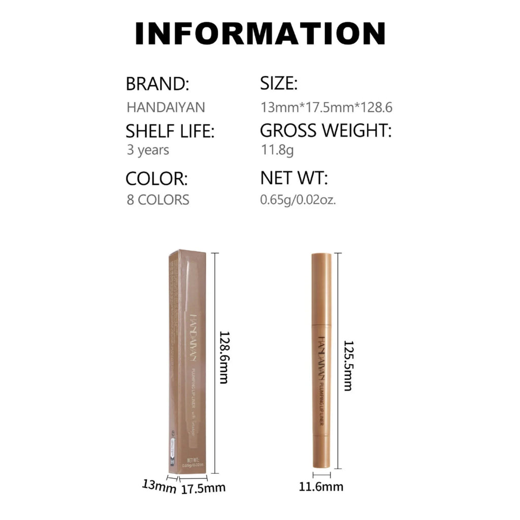 HANDAIYAN Double-Head Waterproof Matte Lip Liner with Brush Lip Liner Pen QXL
