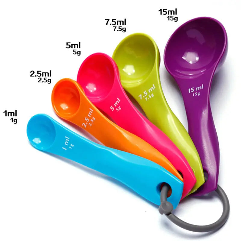 5-Piece Plastic Measuring Spoons Set | Baking Kitchen Tool Measuring Spoons Set QXL Default Title