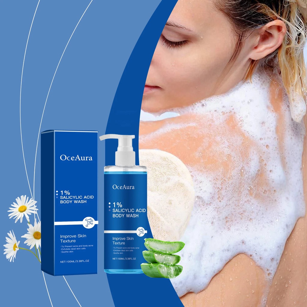 OceAura Salicylic Acid Body Wash 100ml | Exfoliating Shower Gel Exfoliating Body Wash QXL