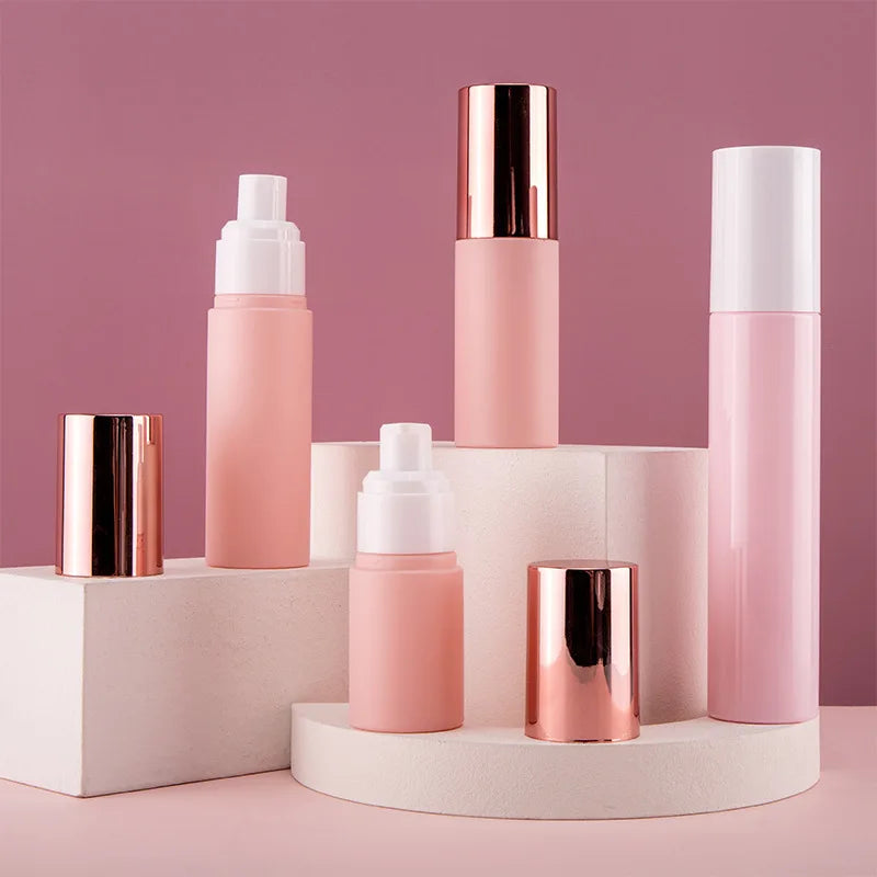 Airless Pump Spray Bottle 30ml 60ml | Pink Aluminum Cap Refillable Spray Bottle QXL