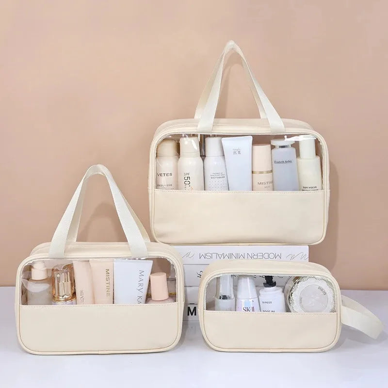 Large Transparent Travel Cosmetic Bag – Waterproof PVC Makeup Travel Cosmetic Bag QXL