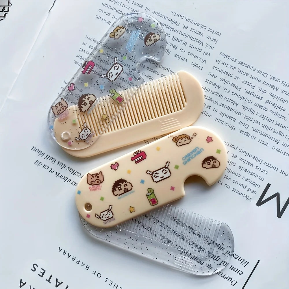 Cartoon Folding Pocket Comb with Mirror | Mini Travel Folding Pocket Comb QXL