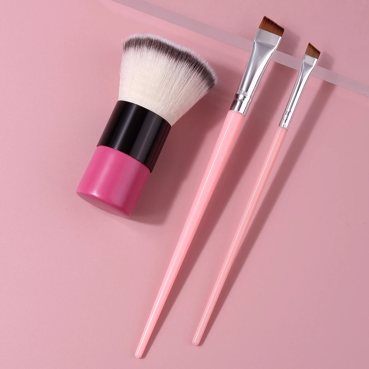 KOSSHOW 3-Piece Pink Makeup Brush Set | Eyeliner & Powder Makeup Brush Set QXL