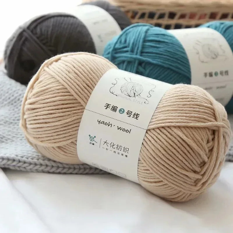 100g 6-Ply Milk Cotton Yarn Ball | Worsted Knitting & Crochet Craft Yarn QXL