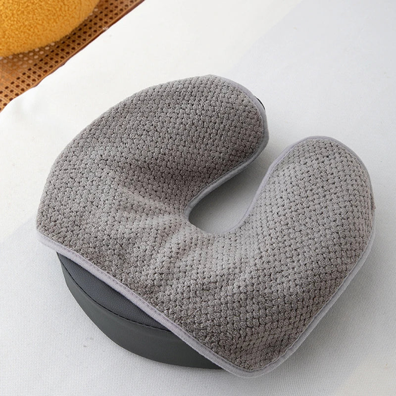Coral Fleece U-Shaped Facial Pillow Cover | SPA Massage Facial Pillow Cover QXL Gray