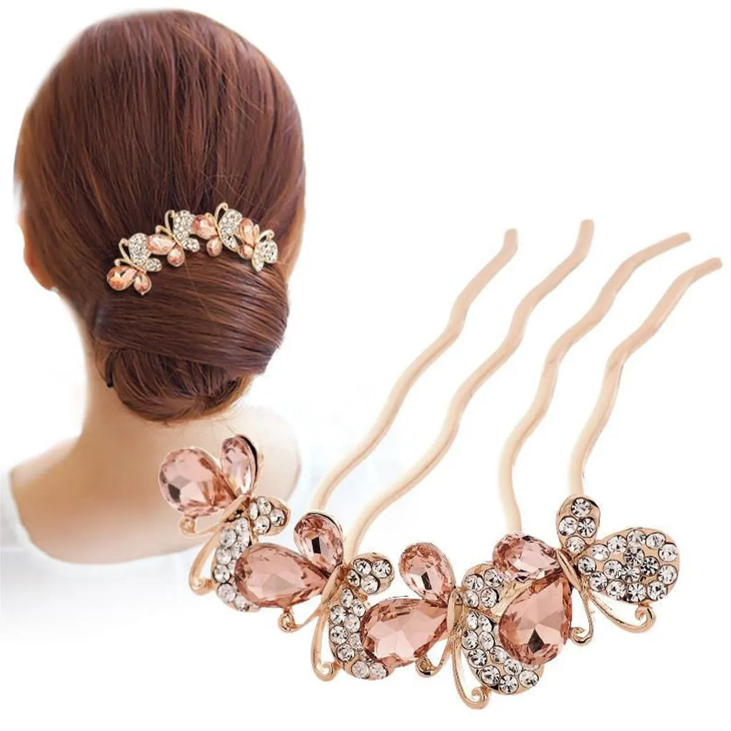 Butterfly Hair Stick | Retro Chinese Rhinestone Hairpin Fork Hair Stick Hairpin QXL Default Title