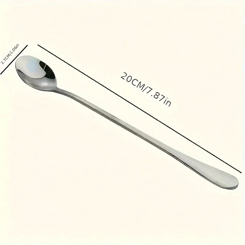6-Piece Long-Handle Stainless Steel Spoon Set | Dishwasher Safe Spoon Set QXL