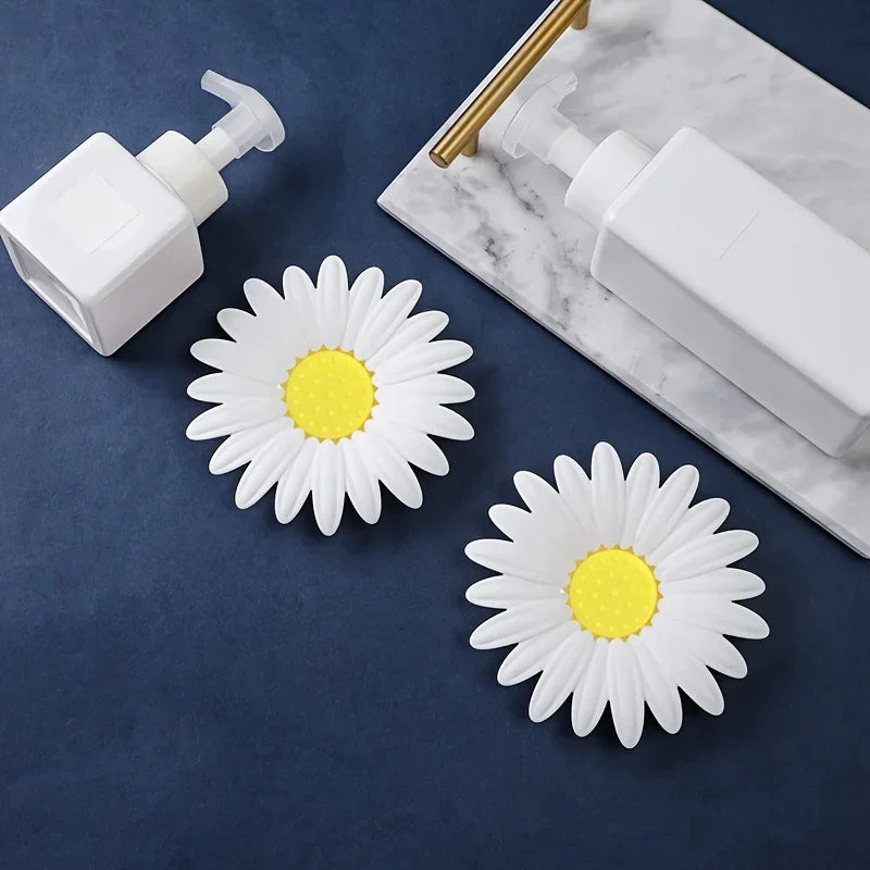 Flower Shaped Silicone Soap Dish | No-Drill Drain Holder Soap Dish QXL
