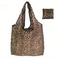 Leopard Print Foldable Tote Bag | Lightweight Leak-Proof Polyester Foldable Tote Bag QXL Brown