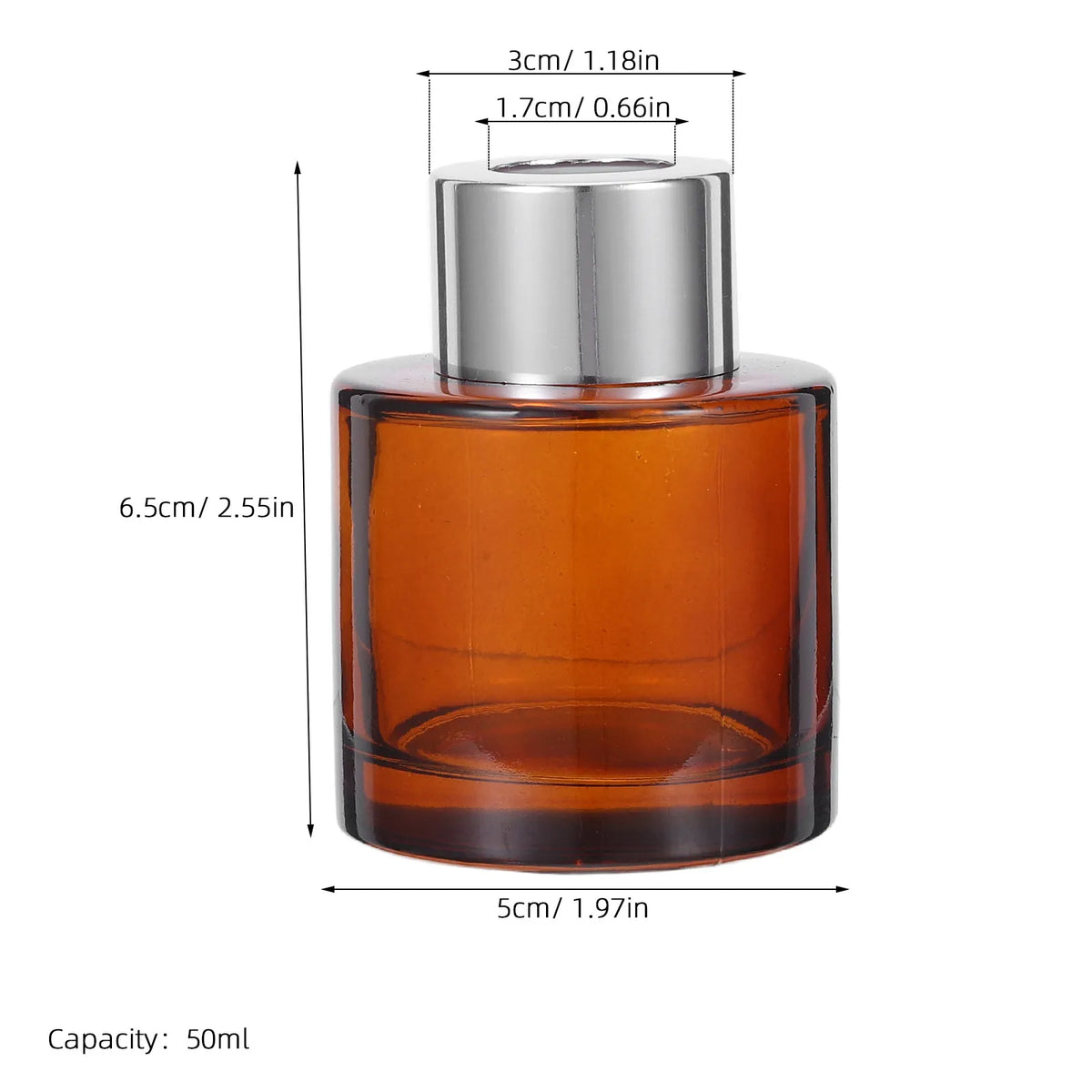 2-Pack 50ml Refillable Glass Aromatherapy Diffuser Bottles Glass Diffuser Bottle QXL