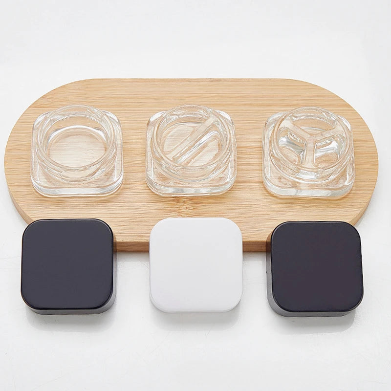 9g Square Glass Refillable Cosmetic Jar | Empty Makeup Pot Cosmetic Storage Jar QXL