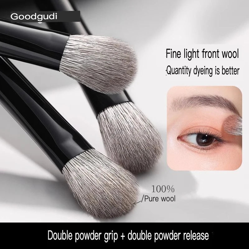 3-Piece Goat Hair Eyeshadow Brush Set | Natural Blending Eyeshadow Brush Set QXL