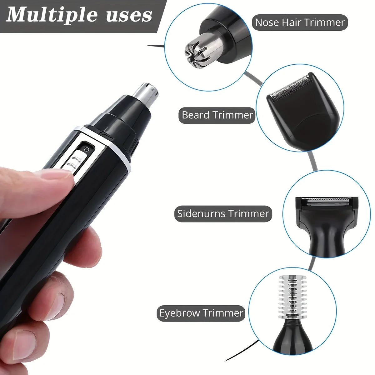 4-in-1 Rechargeable Men's Trimmer | Beard, Nose & Ear Kit Men's Hair Trimmer QXL