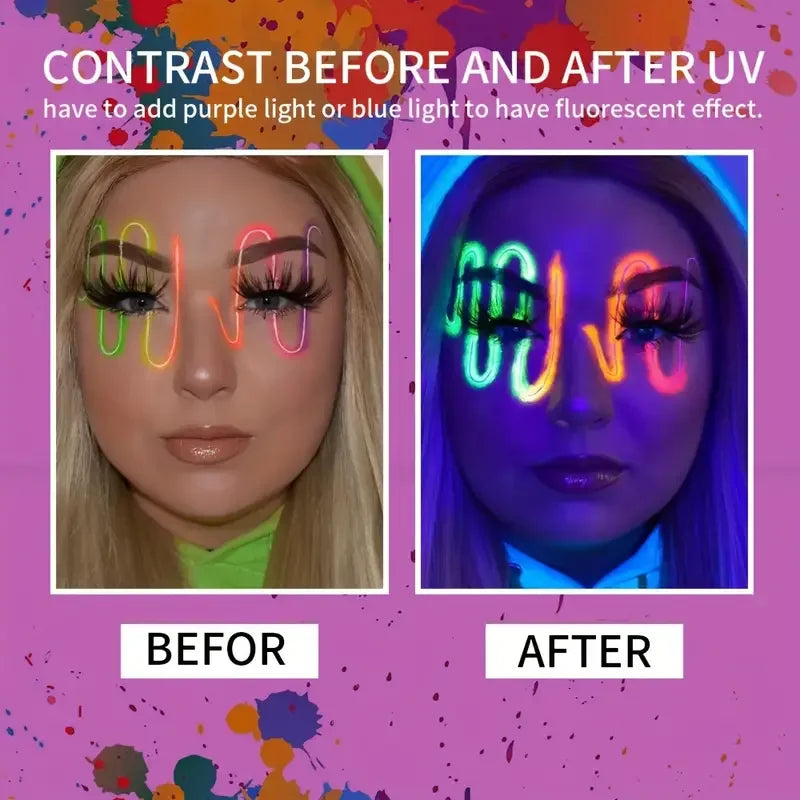 UV Face & Body Paint Palette | Luminous Water-Soluble Cream UV Body Paint Palette QXL