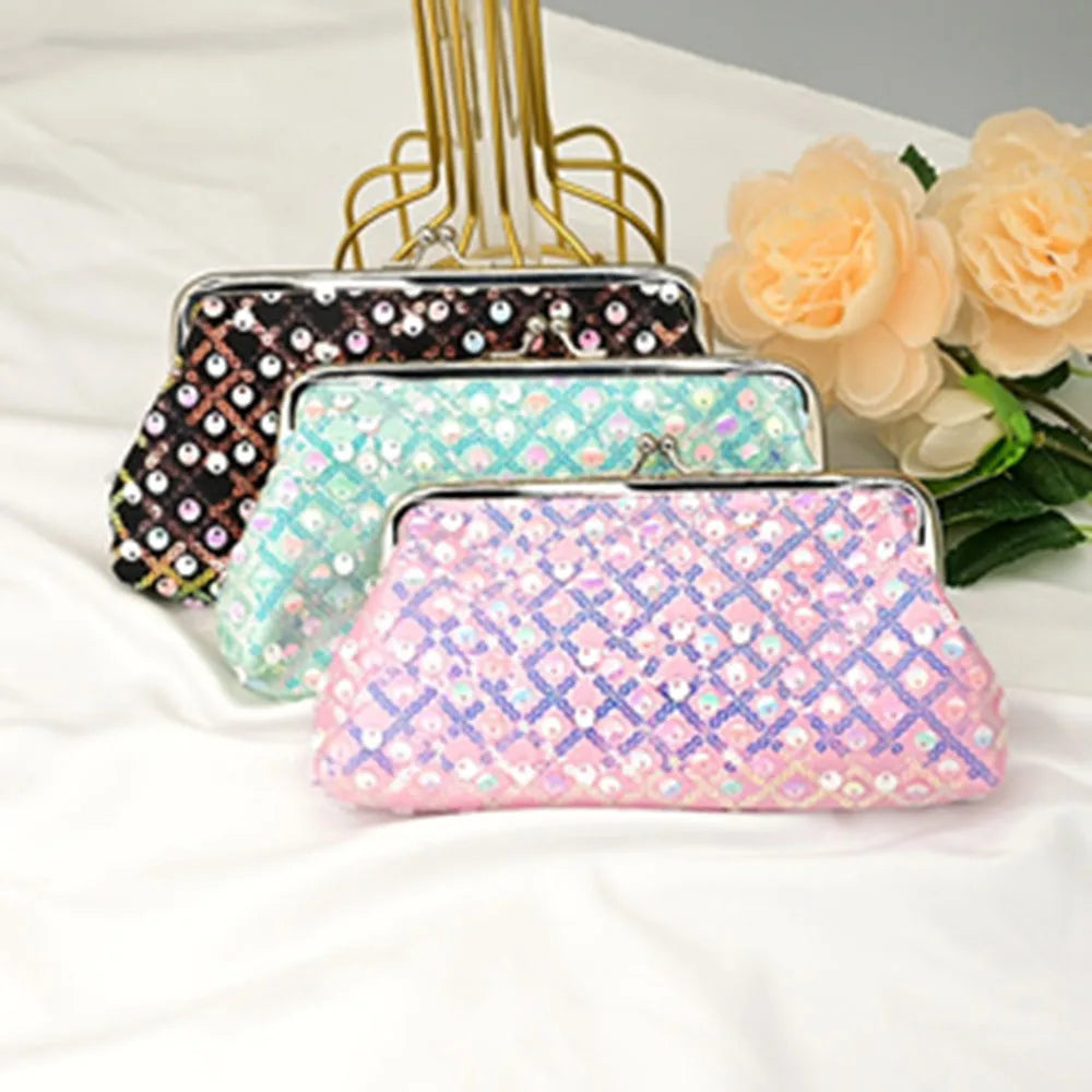 Women's Glitter Clutch Bag with Kiss Lock | Party & Daily Use Glitter Clutch Bag QXL