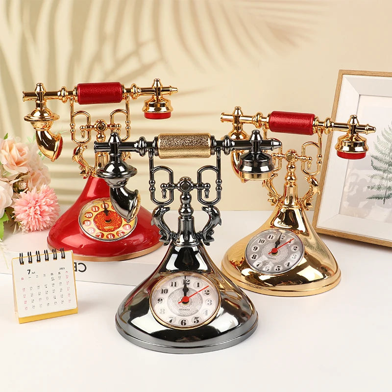Retro Alarm Clock Telephone Model | Vintage Desktop Ornament Desktop Ornament QXL