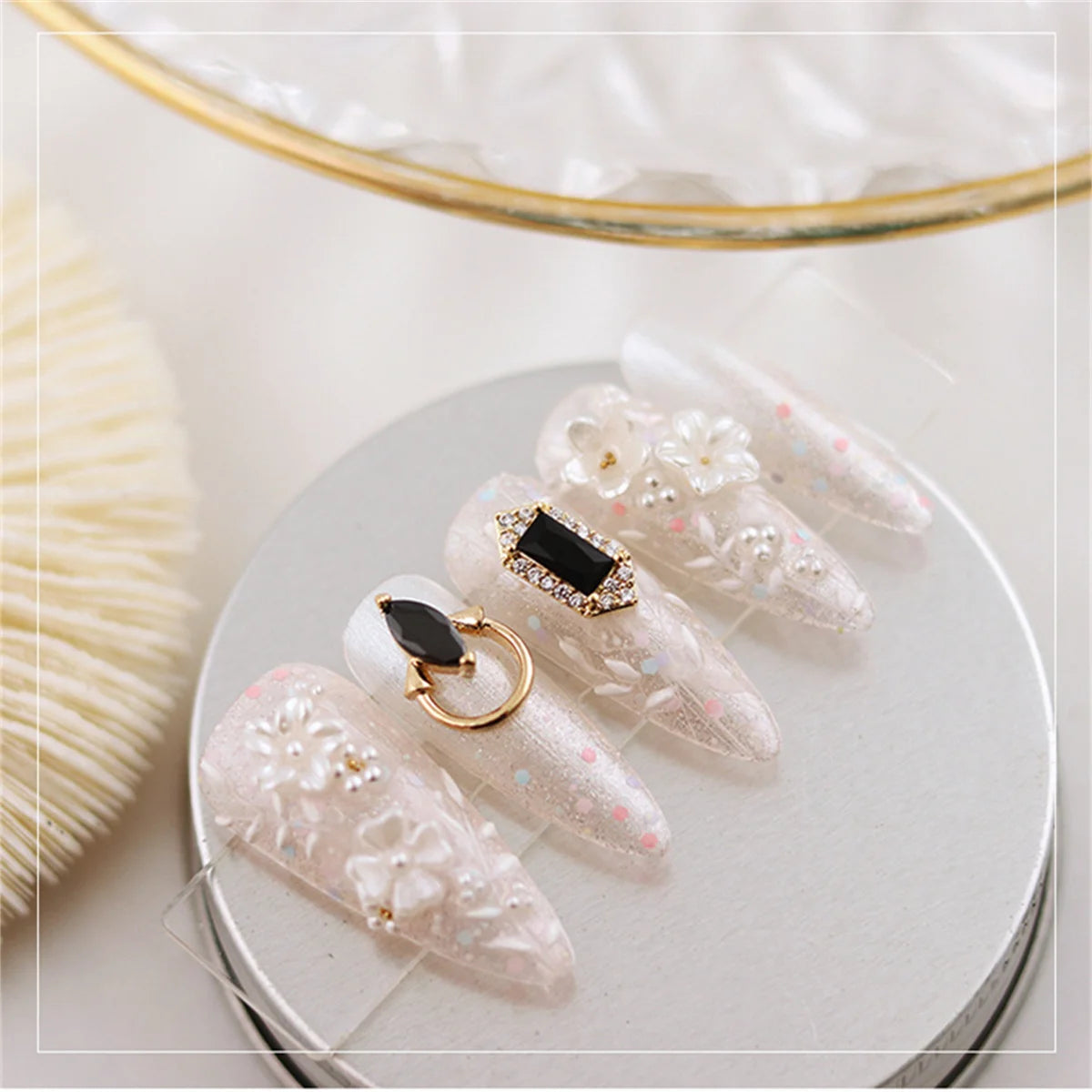 5-Pack Gothic Punk Black Zircon 3D Nail Charms & Rhinestones 3D Nail Art Charms QXL