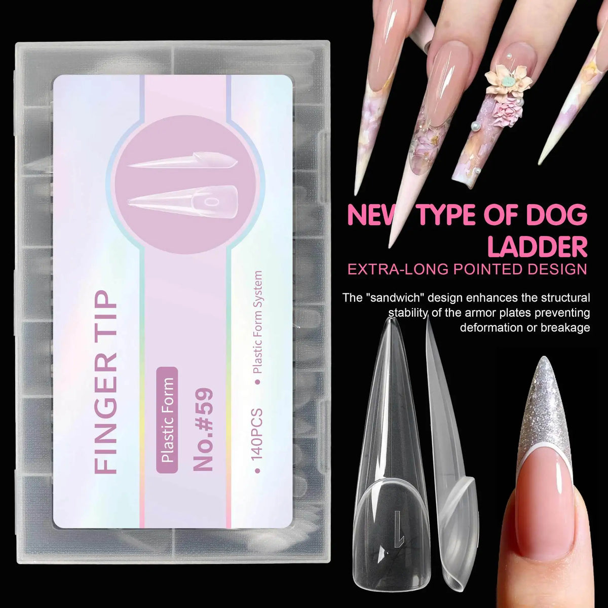 140-Pc Sandwich Dual Nail Extension Forms | French Manicure Nail Extension Forms QXL